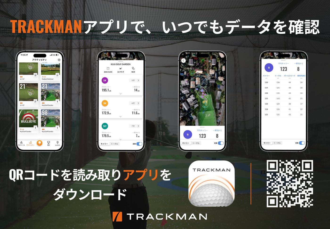 Trackman Golfアプリのデータ画面